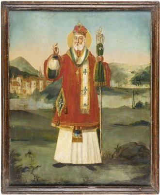 Bild GROSSFORMATIGE IKONE MIT DEM HEILIGEN NIKOLAUS VON MYRA