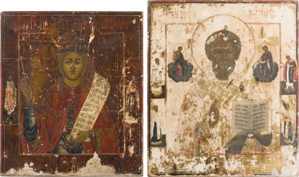 Auktion 156<br>ZWEI IKONEN: HEILIGER NIKOLAUS VON MYRA UND HEILIGE KATHARINA