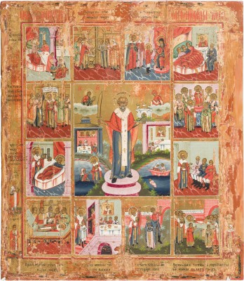 Bild GROSSE VITA-IKONE MIT DEM HEILIGEN NIKOLAUS VON MOSCHAISK
