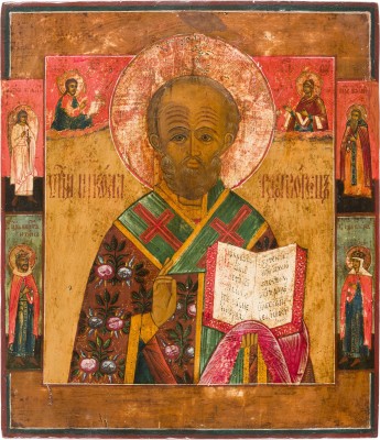 Auktion 156<br>ZWEI IKONEN: CHRISTUS PANTOKRATOR UND HEILIGER NIKOLAUS VON MYRA