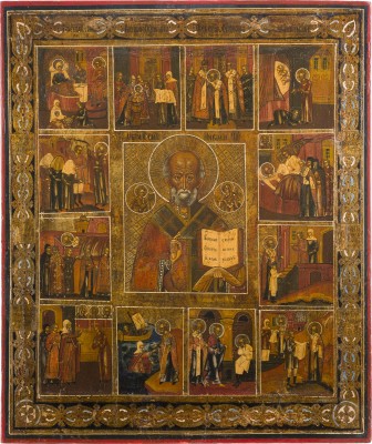 Bild GROSSFORMATIGE VITA-IKONE MIT DEM HEILIGEN NIKOLAUS VON MYRA