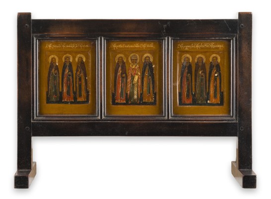 Picture DREI KLEINFORMATIGE IKONEN MIT AUSGEWÄHLTEN MÖNCHS-HEILIGEN