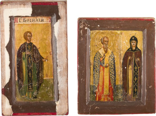 Picture ZWEI IKONEN-FRAGMENTE MIT AUSGEWÄHLTEN HEILIGEN