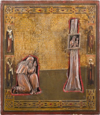 Picture SELTENE IKONE MIT DEM HEILIGEN DOROFEJ MIT DER GOTTESMUTTER 'JUGSKAJA'