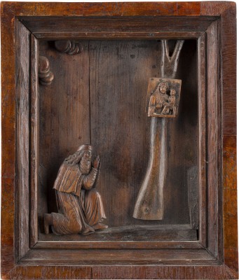 Bild SELTENE IKONE MIT DEM HEILIGEN DOROFEJ MIT DER GOTTESMUTTER 'JUGSKAJA'