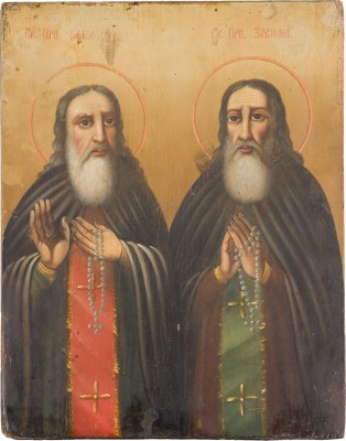 Bild KLEINE IKONE MIT DEN KLOSTERGRÜNDERN ZOSIMA UND SAWATIJ