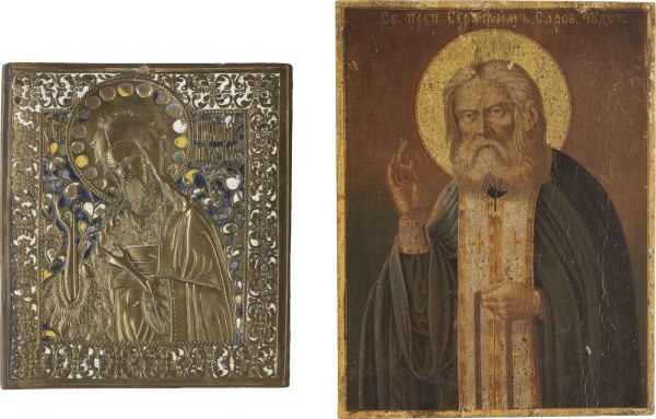 Picture ZWEI IKONEN: JOHANNES DER VORLÄUFER AUS EINER DEESIS SOWIE HEILIGER SERAFIM VON SAROW