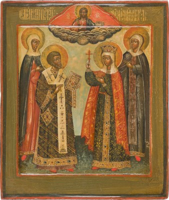 Picture PATRONATSIKONE MIT VIER AUSGEWÄHLTEN HEILIGEN