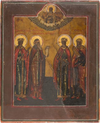 Bild KLEINE PATRONATSIKONE MIT DEN HEILIGEN VARVARA, JOHANNES VON DAMASKUS, KATHARINA UND PARASKEWA