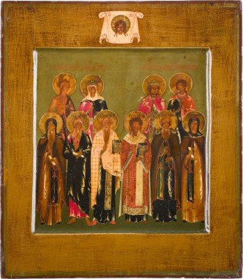 Picture PATRONATSIKONE MIT ZEHN AUSGEWÄHLTEN HEILIGEN, DARUNTER DIE HEILIGEN MARIA VON ÄGYPTEN UND JOHANNES CHRYSOSTOMUS