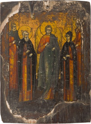 Bild PATRONATSIKONE MIT EINEM ERZENGEL UND VIER HEILIGEN