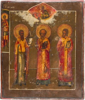 Picture IKONE MIT DEN DREI HIERARCHEN BASILIUS DEM GROSSEN, GREGOR DEM THEOLOGEN UND JOHANNES CHRYSOSTOMUS