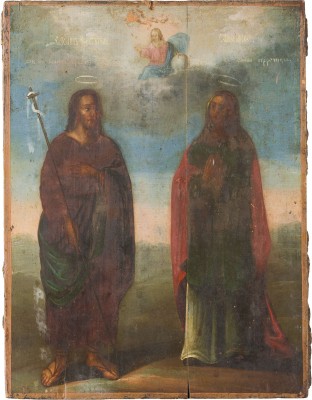 Bild IKONE MIT JOHANNES DEM VORLÄUFER UND DER HEILIGEN ANNA DER PROPHETIN