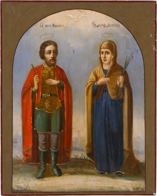 Bild KLEINE IKONE MIT DEN HEILIGEN NIKITA UND ANISIA