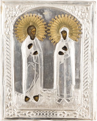 Picture KLEINE IKONE MIT DEN HEILIGEN SIMEON UND ANNA MIT OKLAD