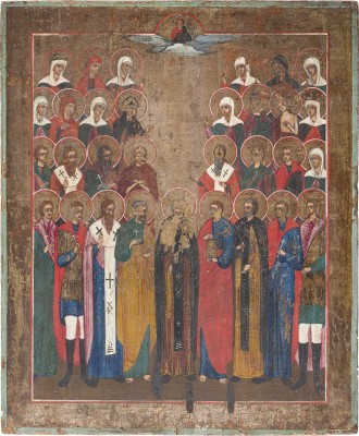 Picture GROSSFORMATIGE PATRONATSIKONE MIT 31 HEILIGEN