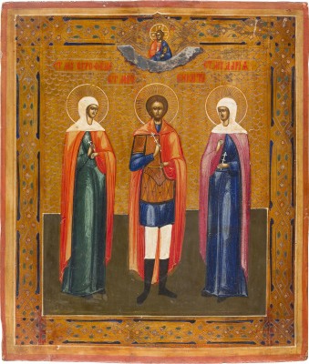 Picture IKONE MIT DEM HEILIGEN NIKITA FLANKIERT VON ZWEI MÄRTYRERINNEN