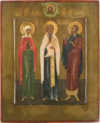 Bild KLEINE IKONE MIT DREI HEILIGEN