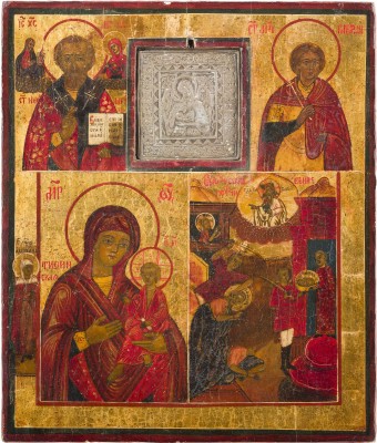 Picture MEHRFELDER-IKONE MIT HEILIGEN, DER GOTTESMUTTER VON TICHWIN (TICHWINSKAJA) UND JOHANNES DEM VORLÄUFER