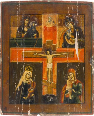 Picture VIERFELDER-IKONE MIT DER KREUZIGUNG UND VIER GNADENBILDERN DER GOTTESMUTTER