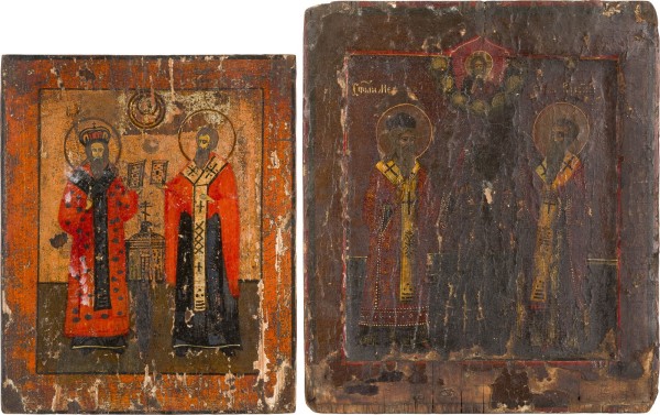 Auction 156<br>ZWEI IKONEN MIT BISCHÖFLICHEN HEILIGEN