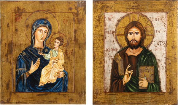 Auction 156<br>ZWEI IKONEN MIT DER GOTTESMUTTER UND CHRISTUS PANTOKRATOR
