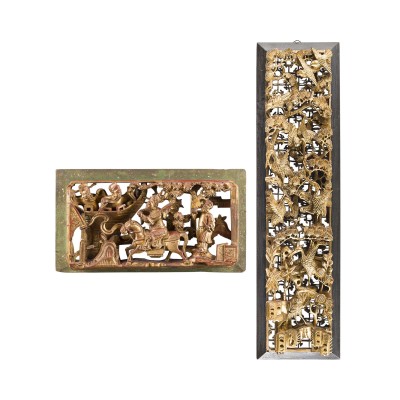 Bild ZWEI GOLDLACKIERTE HOLZRELIEFS