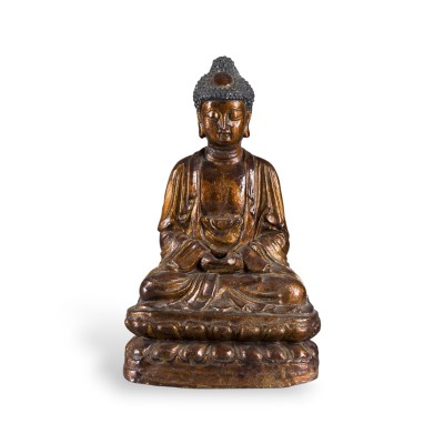 Auction 159<br>EINE VERGOLDETE LACKHOLZFIGUR DES BUDDHA