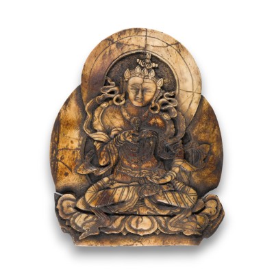 Bild EINE GESCHNITZTE KNOCHENPLAKETTE MIT VAJRASATTVA-DARSTELLUNG