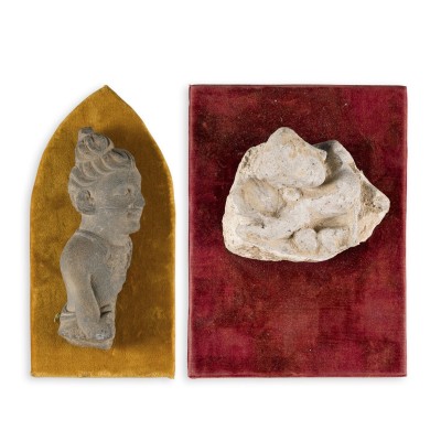 Auction 159<br>ZWEI GANDHARA-FRAGMENTE MIT BODHISATTVA