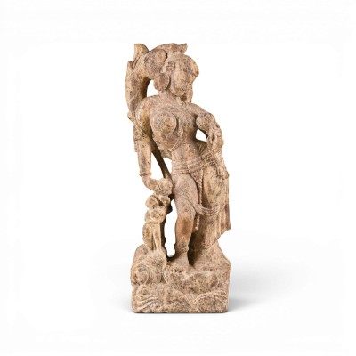 Picture EINE SANDSTEINFIGUR EINER WEIBLICHEN GOTTHEIT