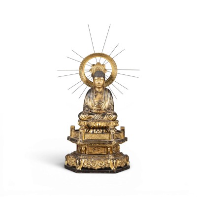 Auktion 159<br>EINE VERGOLDETE LACKHOLZFIGUR DES AMIDA NYORAI
