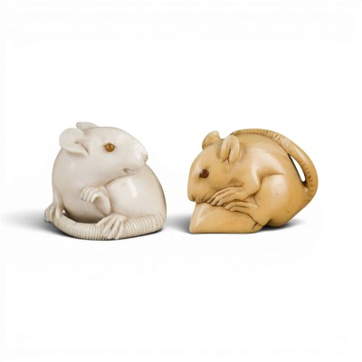 Picture ZWEI NETSUKE VON RATTEN AUS ELFENBEIN*