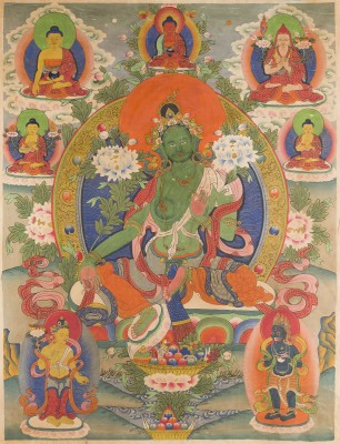 Auktion 159<br>ZWEI THANGKAS MIT DARSTELLUNGEN DER GRÜNEN TARA