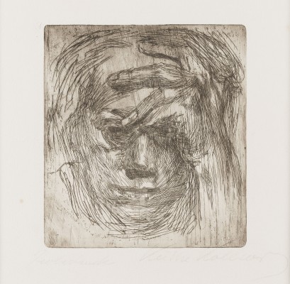 Bild 'SELBSTBILDNIS MIT HAND AN DER STIRN' (1910)