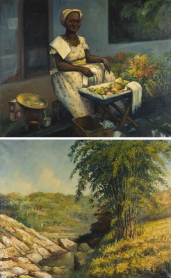 Auction 158<br>PAAR GEMÄLDE (LANDSCHAFT/DAMENPORTRAIT) (1960)