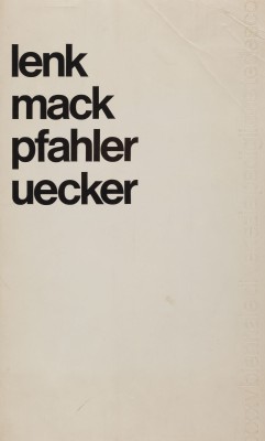 Auction 158<br>MAPPENWERK 'LENK MACK PFAHLER UECKER - XXXV. BIENNALE DI VENEZIA, PADIGLIONE TEDESCO' (1970)