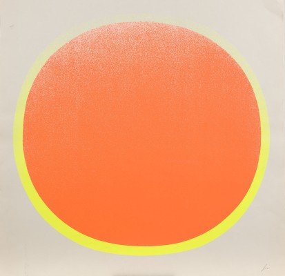 Bild 'ORANGER KREIS MIT GELBEM KRANZ AUF WEISS' (1971)