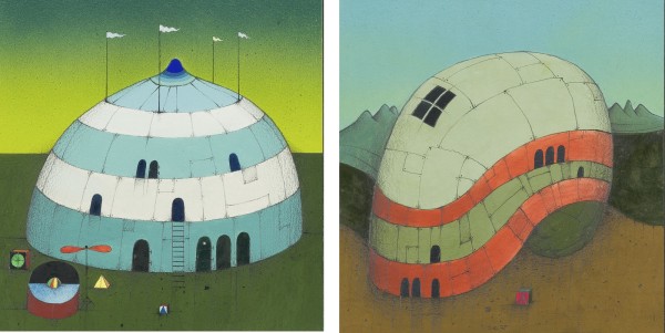Auktion 158<br>PAAR ARBEITEN AUF PAPIER ('DES ARCHITEKTEN CHARAN MEISTERWERK'/'DIE ROT-GRÜNSPÄNIGE SCHNECKE') (1975)