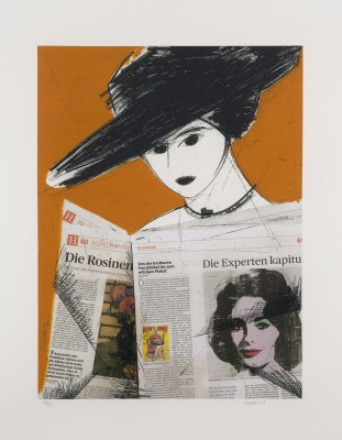 Picture DAME MIT HUT UND ZEITUNG
