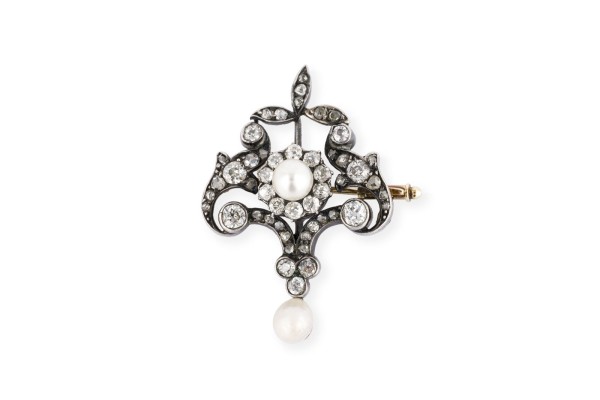 Picture PERLEN DIAMANT BROSCHE 19. JH.