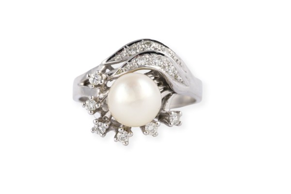Picture SCHWUNGVOLLER PERLEN DIAMANT RING