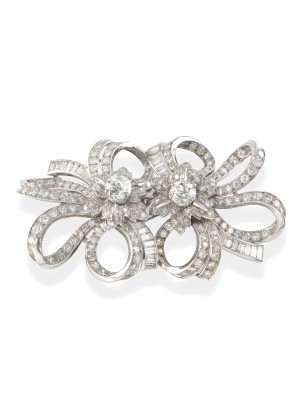 Picture VINTAGE DIAMANT DOPPELCLIP BROSCHE