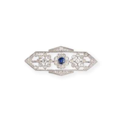 Picture ART DÉCO SAPHIR DIAMANT BROSCHE