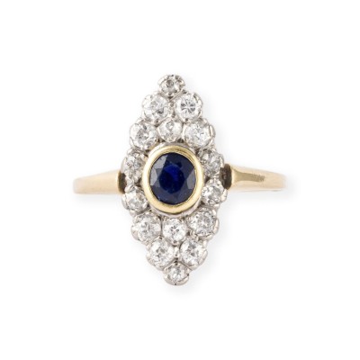 Picture NAVETTEFÖRMIGER SAPHIR DIAMANT RING