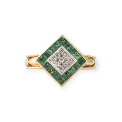 Bild QUADRATISCHER SMARAGD ENTOURAGE RING