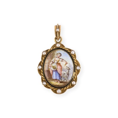 Picture MEDAILLON MIT MINIATURMALEREI 19. JH.