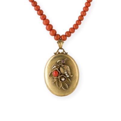 Bild KORALLEN COLLIER MIT MEDAILLON*