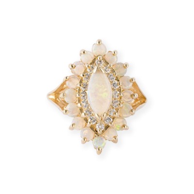 Picture NAVETTEFÖRMIGER OPAL COCKTAIL RING