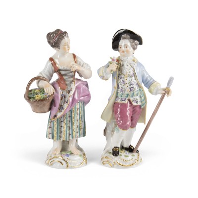 Auction 160<br>GÄRTNERKIND MIT KORB UND GÄRTNERKIND MIT SCHÄFERSTAB